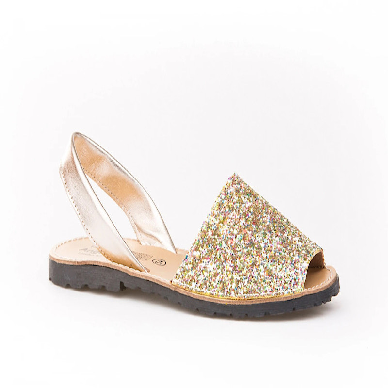 Made in Spain EU28-EU37 Menorcan Sandals in Metallic Nappa Size Non Slip Rubber Gold